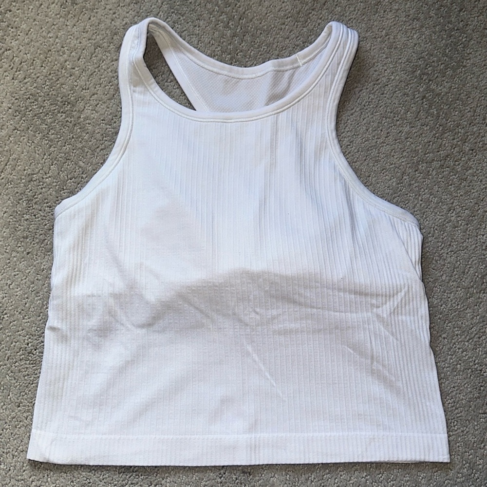Lululemon Athletica White Crop Top, size 8